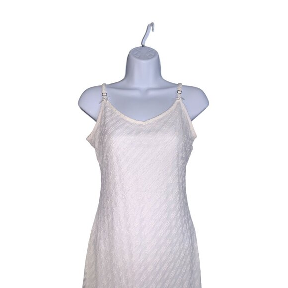 Wild Fable Womens White Sleeveless Lace Textured Maxi Slip Dress Size Large - Picture 4 of 12